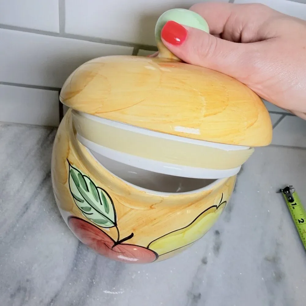Bella Ceramica Alfresco Fruit #1 Canister 10” Hand Painted Jar Crock